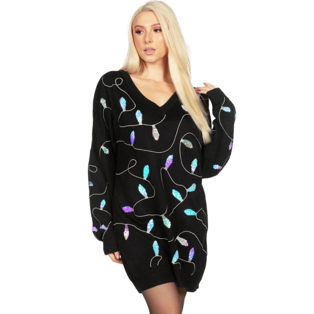 Christmas Lights Sweater Dress
